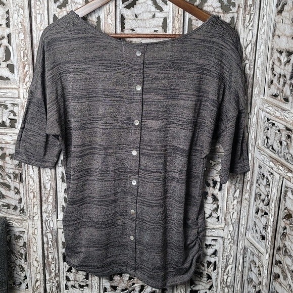 Pink. Rose Dress Shirt Button Back Grey With Silver Threads Size Large - Picture 5 of 8